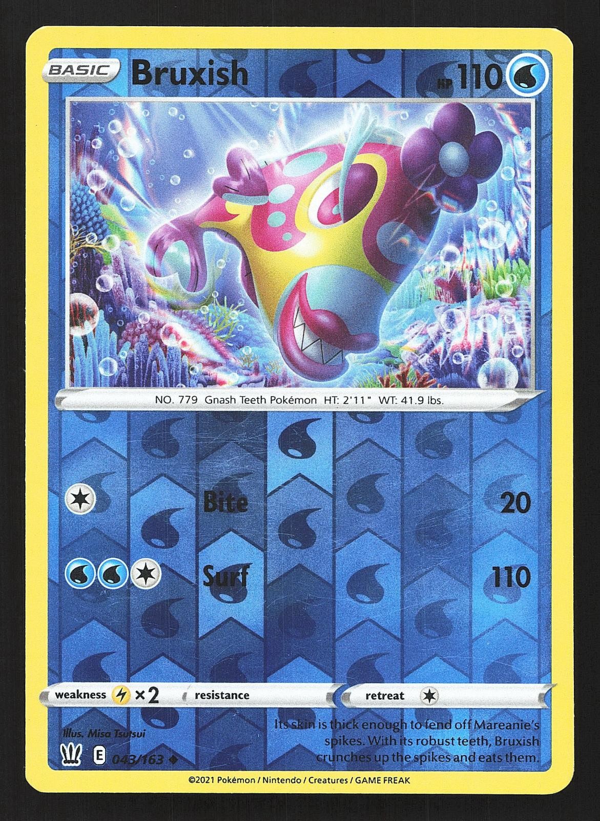 Bruxish SWSH05: Battle Styles 043/163 Reverse Holo Pokemon LP