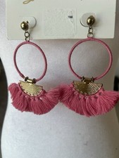 ANTICA SARTORIA PINK HOOP FAN PIERCED EARRINGS NWT SOLD OUT