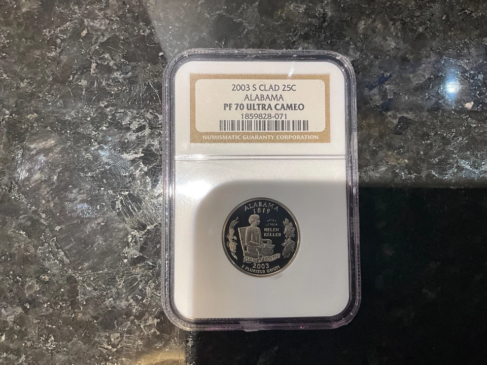 2003-S Clad U.S. State Quarters; IL, AL, ME, MI, & AR - NGC PF70 UC - Image 3 of 4