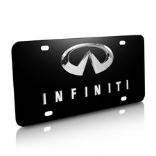 For Infiniti Double 3d Logo Black Stainless Steel License Plate