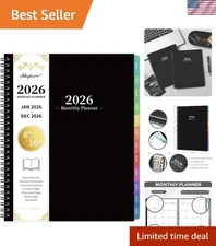 Elegant 2026 Monthly Planner – Jan-Dec with Colorful Tabs & Waterproof Cover