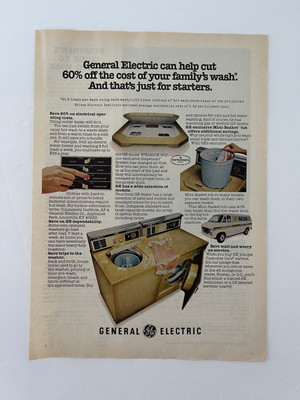 #ad Vintage 1976 Print Ad General Electric Washer Dryer Advertisement $8.00