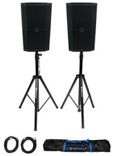  2 Mackie Thump212XT 12" Powered DJ PA Speakers Stands Cables Bag Thump 212XT