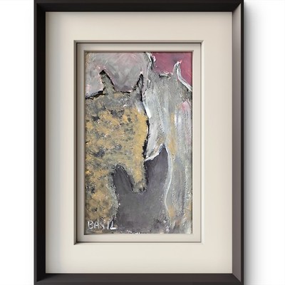 Two Horses Expressionism Acrylic Painting 11x14 Gallery Paper