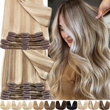 Double Weft Clip In Thick Real Remy Human Hair Extensions Full Head 8Pcs 18Clips