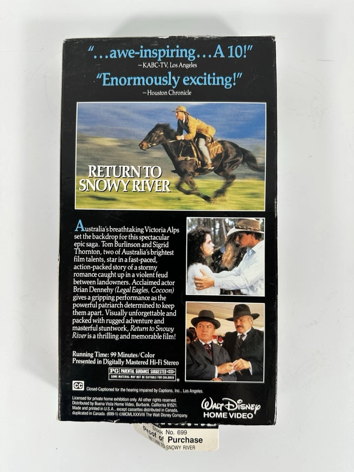 Return to Snowy River (VHS, 1997) - Image 2 of 3