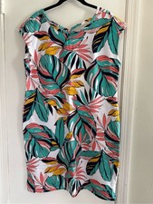 Talbots Tropical Leaf Vacation Cruise Beach Shift Dress Size LP 0025