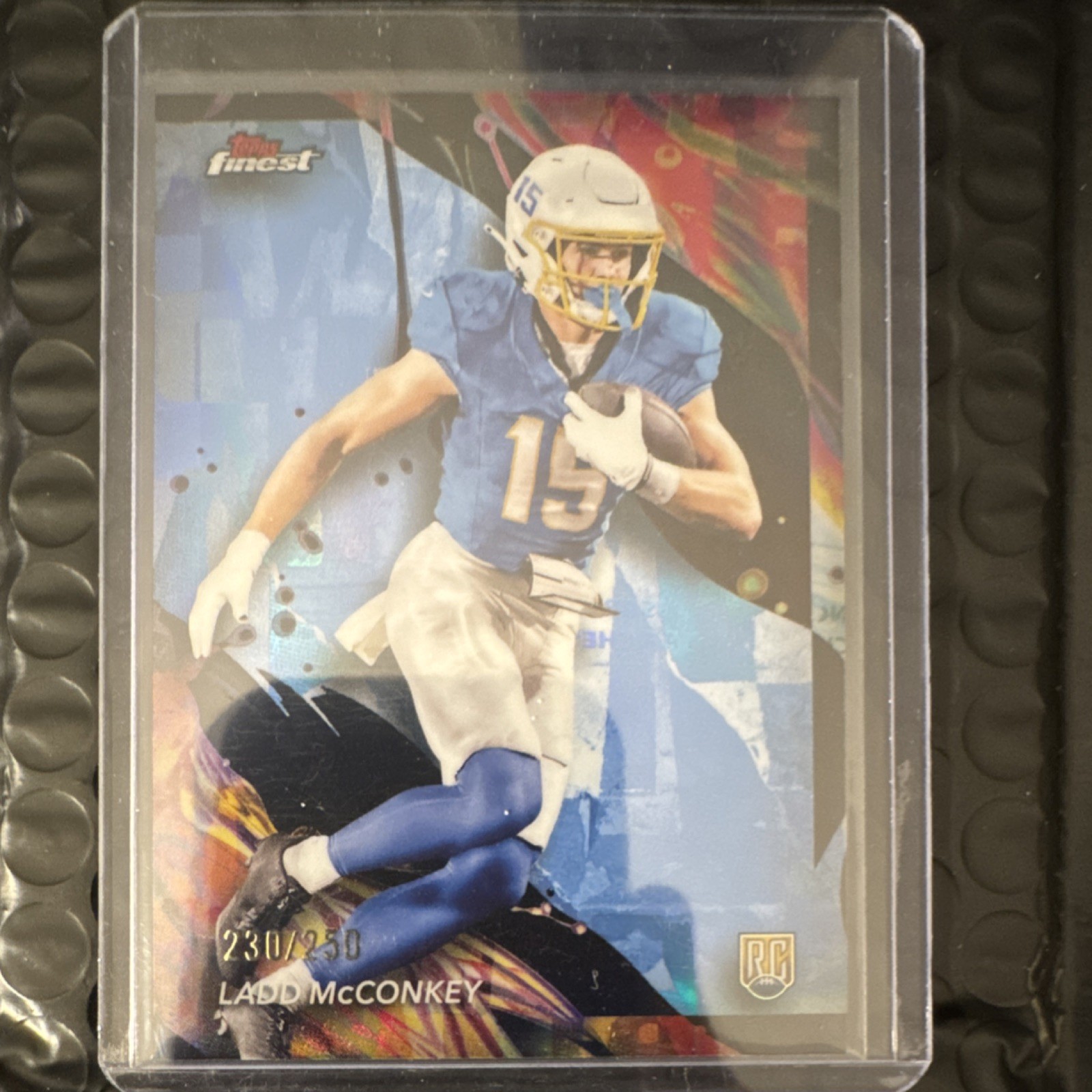 Topps 2024 Finest Sky Blue Refractor/250 RC Ladd McConkey Chargers #186