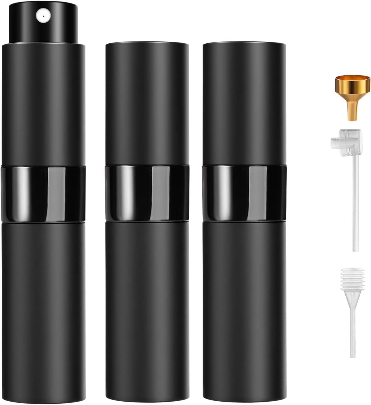 8ML Travel Perfume Atomizer 3PCS - Refillable Black Cologne Spray