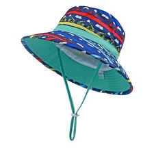 Baby boy Sun Hat 0-12 Months Adjustable Infant Toddler Summer Print Floppy Bu...