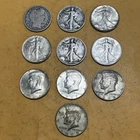 (10) 90% & 40% Silver Half Dollars 1912-1969 -Walking Liberty-Kennedy-Barber