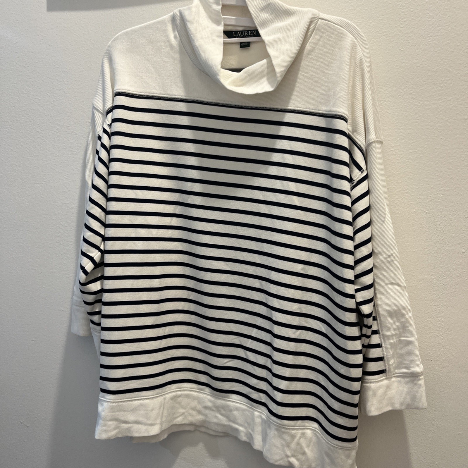 Lauren Ralph Lauren striped cotton blend turtleneck sweater