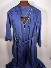 Vtg Vanity Fair 2 Pc Robe  Nightgown Set Navy Nylon Womens Small - Made In USA