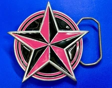 Nautical Star Pink & Black Pewter Great American Products 2002 Belt Buckle  4613