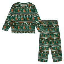 Youth Outerstuff  Green Miami Hurricanes Ugly Sweater Pajama Set