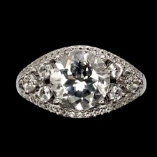 925 Sterling Silver Ring Round Topaz 10mm Natural Gemstone Jewelry Size 8