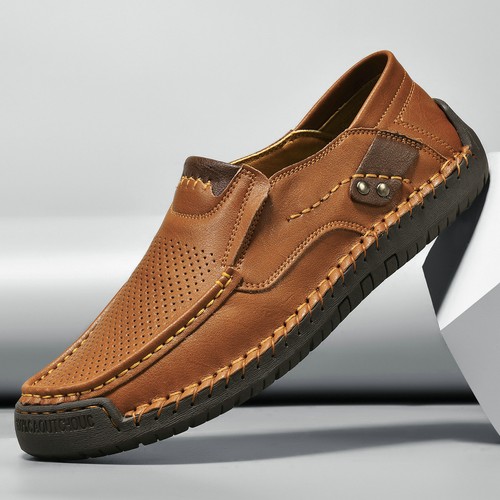 Zapatos informales elegantes para hombre hechos a mano al aire libre zapatos de cuero parte superior baja mocasines de talla grande - Imagen 10 de 36