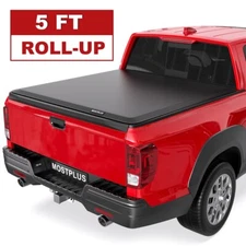 5FT Roll Up Soft Truck Bed Tonneau Cover For 2017-2024 Honda Ridgeline On Top