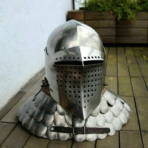 18G Steel Medieval Bascinet Closed Armet Helmet Medieval Burgonet Helmet Viking. - 第 1/6 張圖片