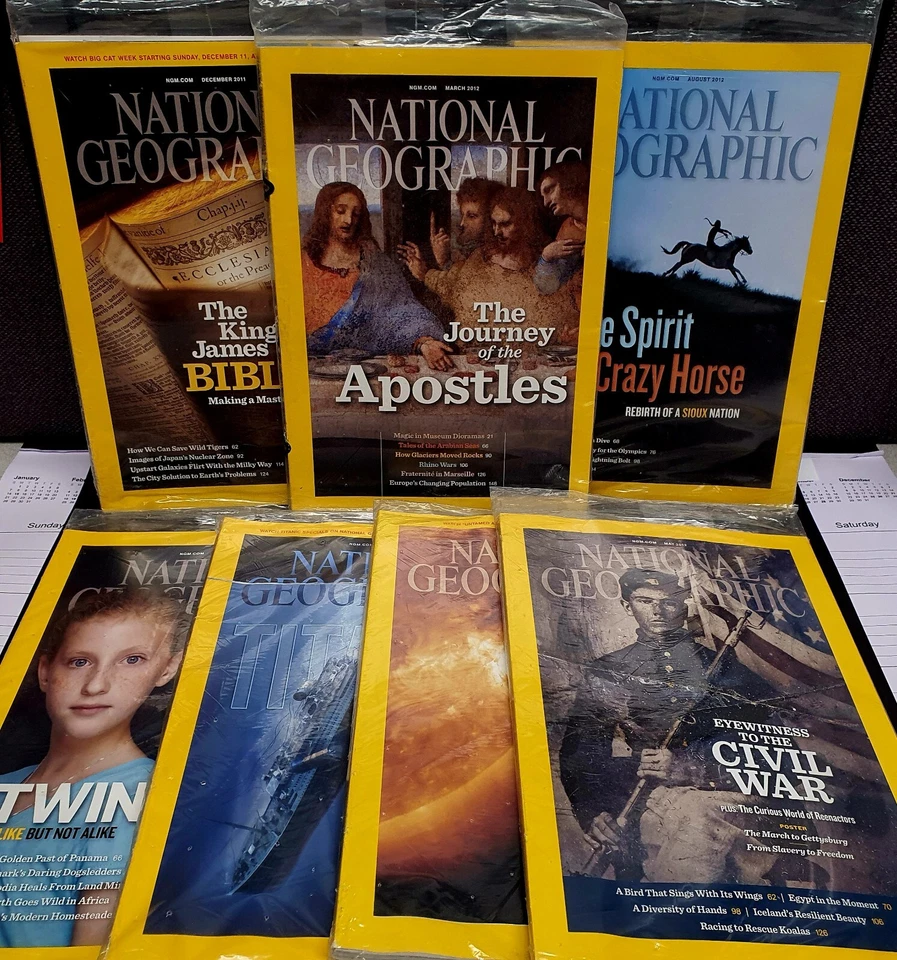 National Geographic LOT of 7 Sealed NOS 2012 Civil War Bible Titanic Crazy Horse - Image 3 of 4