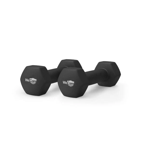WeCare Neoprene Coated Dumbbell Weights Hex Shape for Non-Slip Grip (Set of Two)