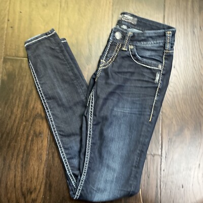 Silver Jeans Aiko Skinny Womens Low Rise Denim Jeans Sz 25x32
