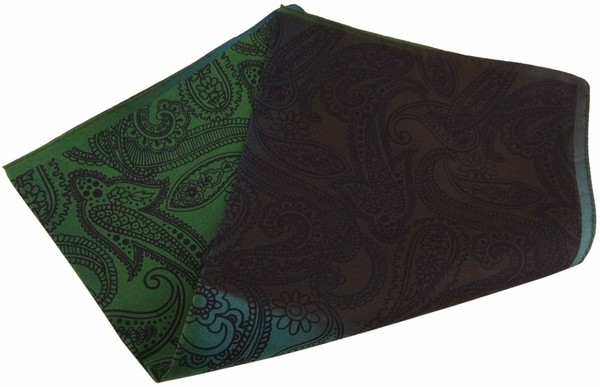 Tigertie Seideneinstecktuch In Petrol GrüN Dunkelbraun Schwarz Paisley Gemustert-image