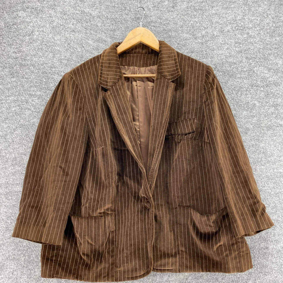 Blazer Chris Morgan Original Hombre M Mediano Marrón Rayas Un Botón Terciopelo Sólido Foto 3 de 4