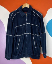 Vtg Y2k Fubu Velour Jacket Womens Large (16-18) Blue Track Full Zip Embroidered