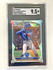 2023 Bowman #BCP-17 Austin Charles Chrome Prospects Lunar Glow Refractor SGC 9.5