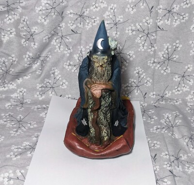 1996 Table Top Paper Magic Group 9'' Blow Mold Wizard and Cat Halloween Decor