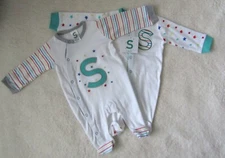 2 Pack Unisex Babygrow/Sleepsuit Initial S Stars & Stripes Age 3-6 Months BNWL 