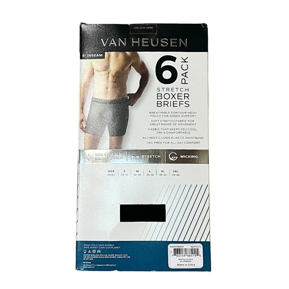 Paquete de 6 calzoncillos boxer elásticos Van Heusen negros talla pequeña (28-30) nuevos con etiquetas Foto 2 de 4