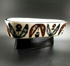 Vintage Mid Century Pottery Japan Ikebana Dish Bowl 1950's Flowers Iris Brown