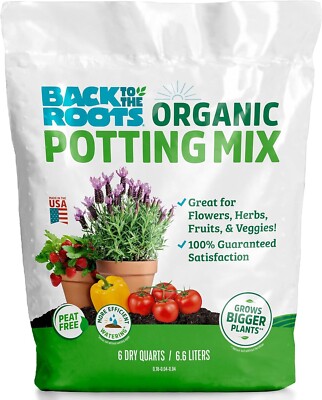 Back to the Roots Organic Potting Mix All-Purpose Premium Blend Soil, 1 cu ft
