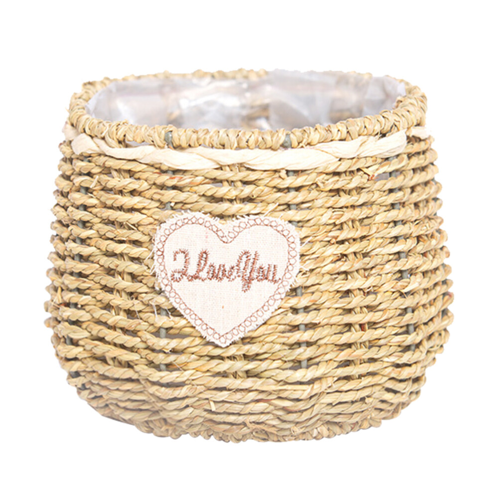 Planter Basket Picnic Wicker Straw Flower Small Grass Container