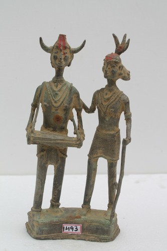 Antiguo Hecho a Mano Tribal Bastar Hombre Mujer Estatuilla Rich Patina NH1493 - Imagen 3 de 11