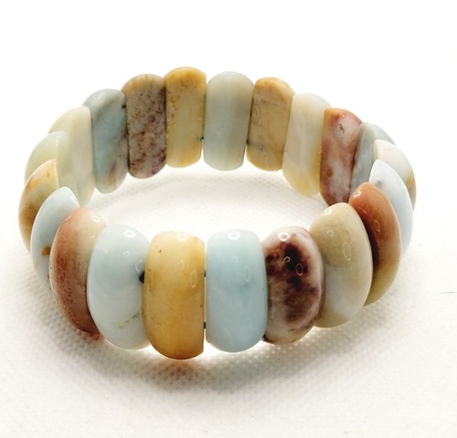Vintage Large Chunky Bangle Amazonite Stretch Bracelet 2.5" Dia 76.24 grams - Picture 5 of 7