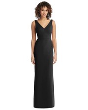Social Gown Women's 14 Black Formal V-Neck Back Tie Chiffon Trumpet NWT