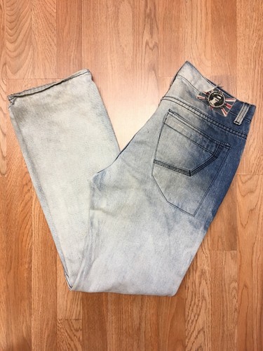 MONARCHY COLLECTION DISTRESSED DENIM JEAN 34 x 33 Light Wash WHISKERING - Picture 2 of 12