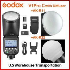 Godox V1Pro C TTL HSS Li-ion Round Head Camera Flash with AK-R11,R22 for Canon