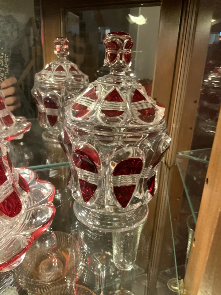 6 Piece Set EAPG US Glass Co. #15004 Barred Oval Pattern Ruby 1892 - Image 4 of 4