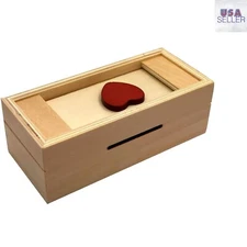 Enigma Heart Puzzle Box - Wooden Gift and Money Holder with Hidden Compartment