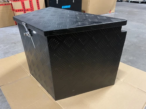 Black 725x420x460mm Aluminium Draw Bar Caravan Trailer Tool Box Top Open Box - Picture 4 of 10