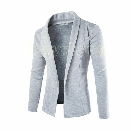 Men's Casual Lapel Collar Suit Formal Cardigan Blazer Coat Slim Fit Jacket Tops - Picture 9 of 17