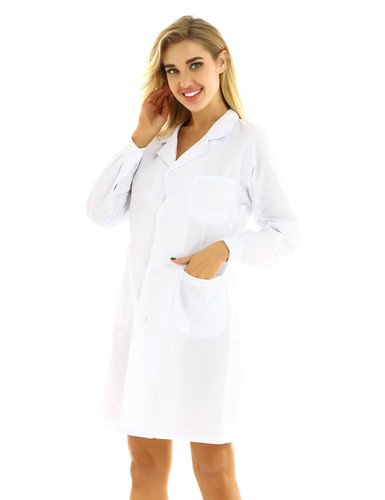 Damen/Herren Langarm Profi Peeling Labor Mantel Medizinische Krankenschwester Arzt Uniform - Bild 8 von 24