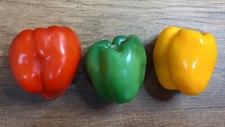 Lot 3 Faux Peppers Artificial Staging Vegetables Red Green Yellow Pepper Lot A1