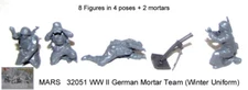 Mars 32051 1/32 WWII German Mortar Team (winter dress),  8 in 4 poses  2 mortars