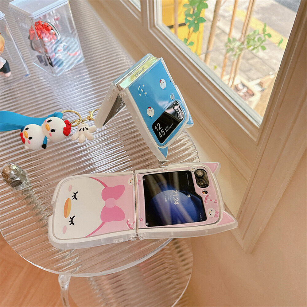 For Samsung Galaxy Z Flip 7 6 5 4 3 Cute Cartoon Pattern Chain