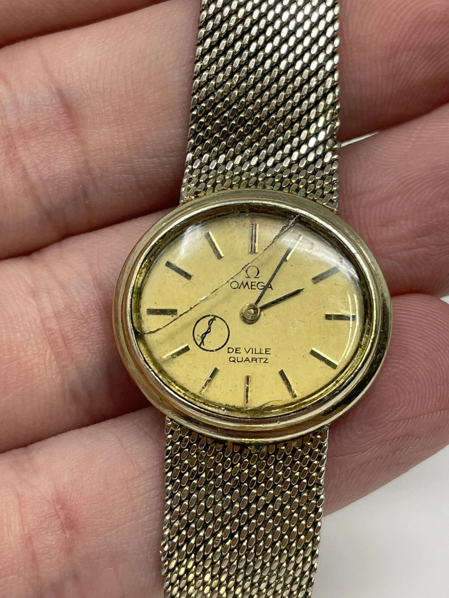 Vintage Authentic Omega Deville Swiss Ladies Quartz Watch 10K
